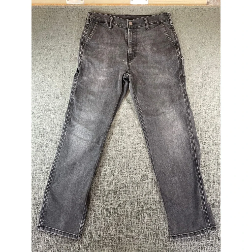 Levis Carpenter Jeans Mens 32x32 Faded Black Denim Straight Leg Workwear Pants